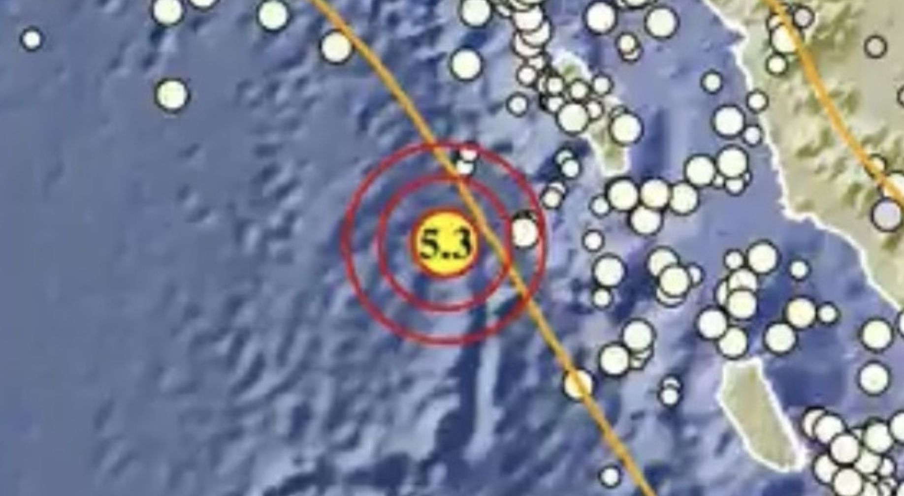 Gempa susulan dengan parameter M5.3 di lepas pantai sebelah barat Kabupaten Nias Barat, Sumatera Utara