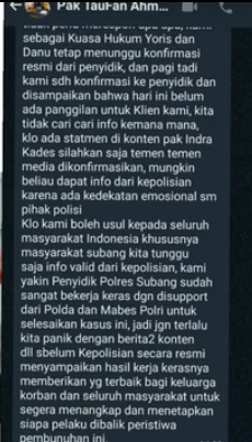 Penjelasan resmi dari WhatsApp Achmad Taufan Soedirjo.