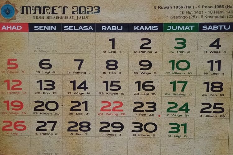 Kalender Jawa Hari Selasa 28 Maret 2023 Weton Wuku Neptu Dan Watak
