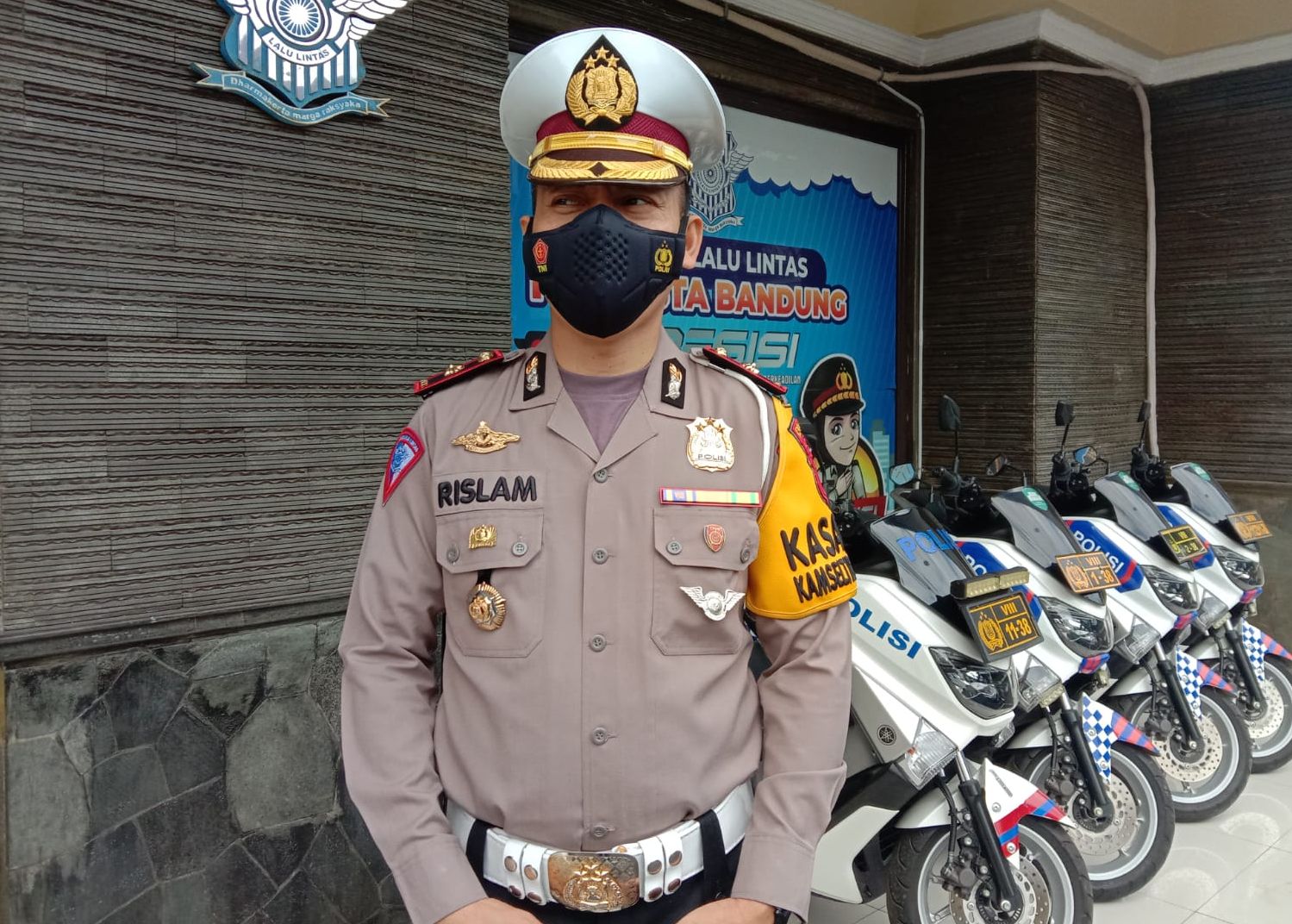 Kasatlantas Polresta Bandung, Kompol Rislam Harfian usai melakukan Apel Gelar Pasukan persiapan pelaksanaan Operasi Patuh Lodaya di wilayah Kabupaten Bandung