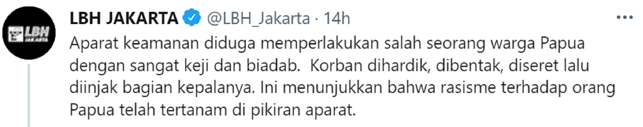 Cuitan akun resmi LBH Jakarta.