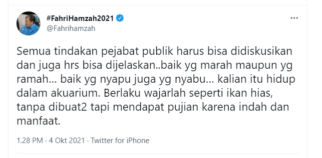 Wakil Ketua Umum Partai Gelora, Fahri Hamzah singgung soal tindakan pejabat publik yang harus dijelaskan.