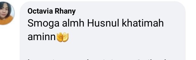 Tangkapan layar komentar ucapan duka di akun Facebook Iska Nurrohmah 