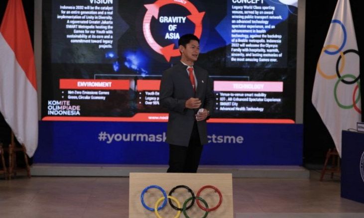 Ketua Umum Komite Olimpiade Indonesia Raja Sapta Oktohari memaparkan rencana Indonesia untuk bidding tuan rumah Olimpiade 2032 dalam pertemuan virtual bersama Komisi Future Host IOC, di Jakarta, Rabu (3/2/2021). (ANTARA/HO-KOI)