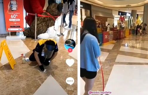Viral Pegawai Mall Bersihkan Kotoran Anjing, Pemiliknya Malah Asik Main Handphone./