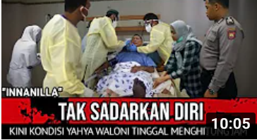Thumbnail video yang mengatakan bahwa Ustaz Yahya Waloni tak sadarkan diri setelah dilarikan ke RS