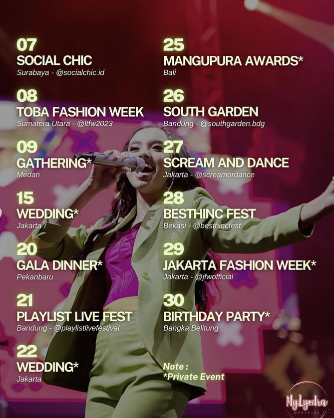 Jadwal Konser Lyodra Oktober 2023 di Jakarta, Pekanbaru, Bandung, Bali, Bekasi dan Bangka Belitung