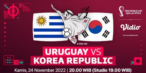Berikut ini link live streaming, prediksi skor hingga head to head laga Uruguay vs Korea Selatan di Piala Dunia 2022 Qatar malam ini