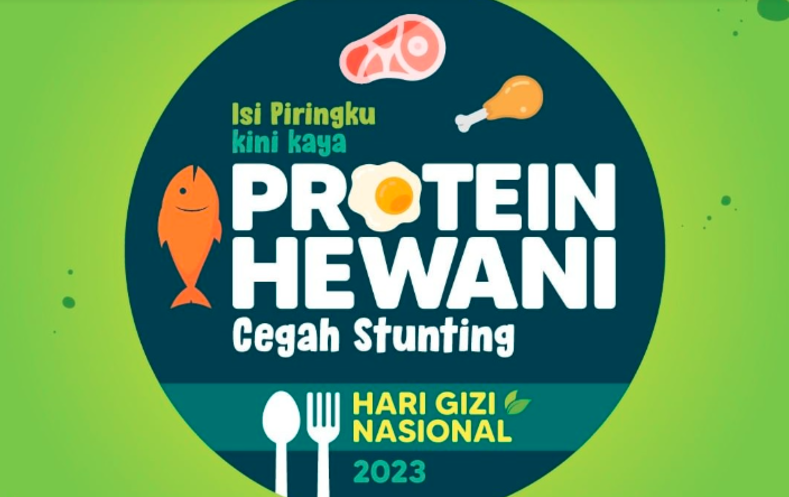 logo dari hari gizi nasiolah yang mengangkat tema protein hewani cegah Stunting. 
