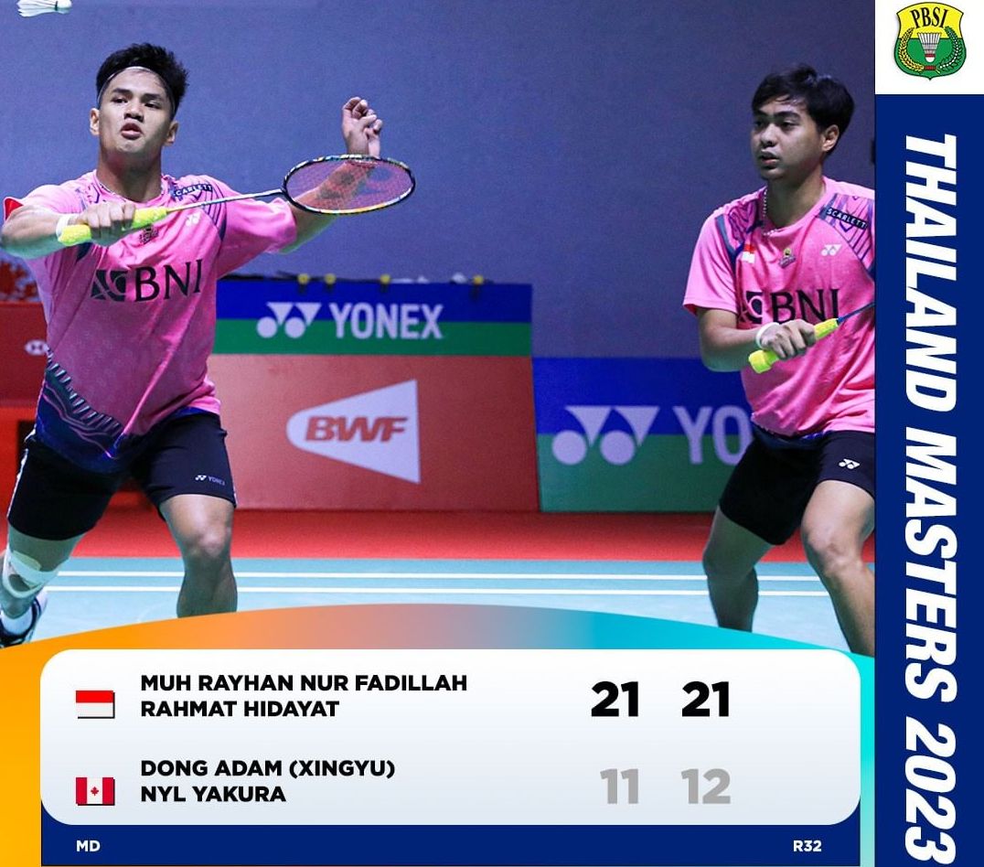 Ganda putra Muhammad Rayhan Nur Fadillah/Rahmat Hidayat jadi salah satu wakil Indonesia di Perempat final  Thailand Masters 2023