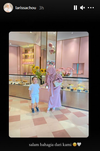 Larissa Chou mengunggah foto bersama anak dengan sebuah caption di momen saat mantan suaminya, Alvin Faiz, menikah dengan Henny Rahman.
