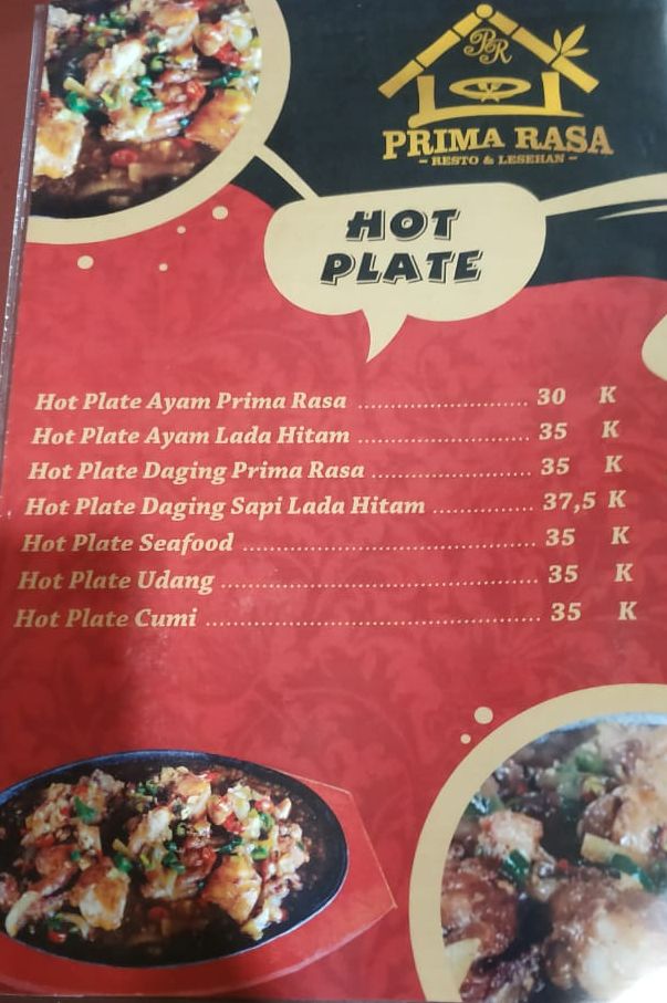 Daftar menu Hot Plate.