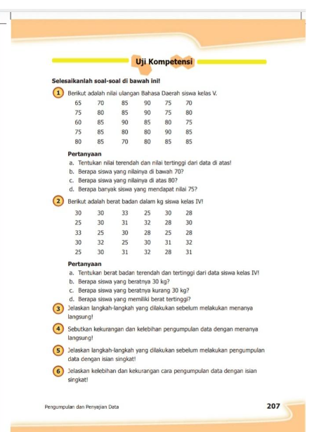 Kunci Jawaban Matematika Kelas 5 SD Halaman 207: Uji Kompetensi