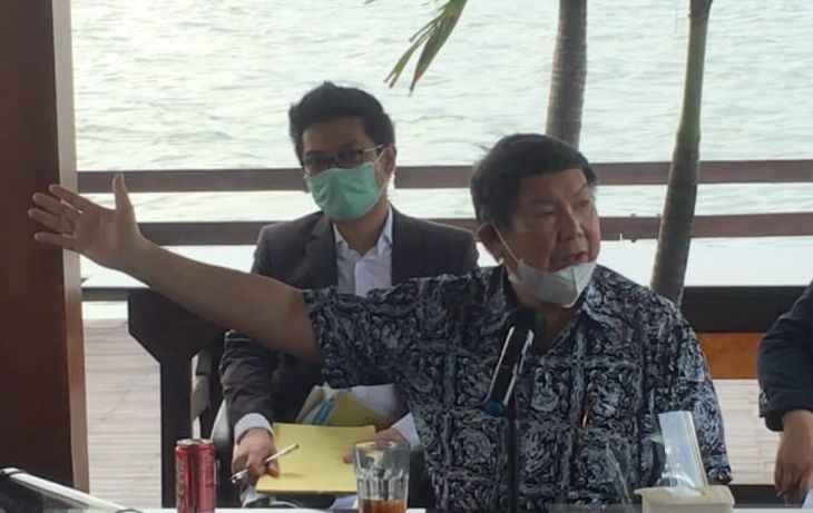  Wakil Ketua Dewan Pembina DPP Partai Gerindra, Hashim Djojohadikusumo saat konferensi pers terkait ekspor benih lobster di Pantai Mutiara, Pluit, Jakarta, Jumat 4 Desember 2020. 