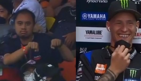 Diketahui seorang YouTuber asal Bandung tertangkap kamera tengah berjoget, hal ini membuat Fabio Quartararo, pemenang kedua MotoGP Mandalika 2022 tertawa ngakak.