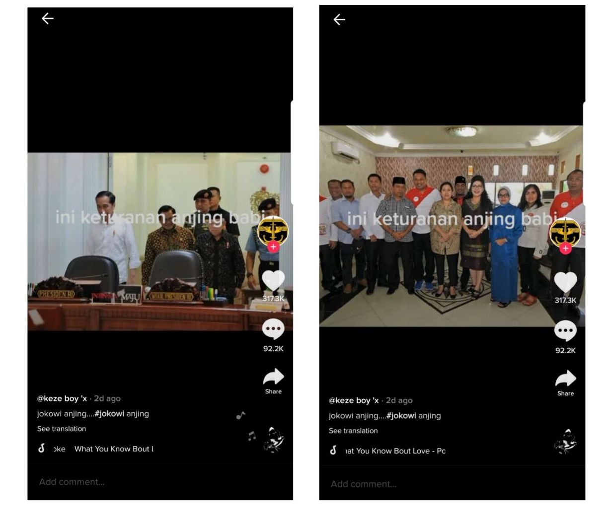 Tangkapan layar video viral Jokowi dan Puan Maharani disebut keturunan binatang