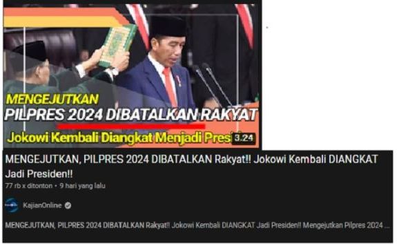 Video YouTube yang mengklaim soal Jokowi dan Pilpres 2024.