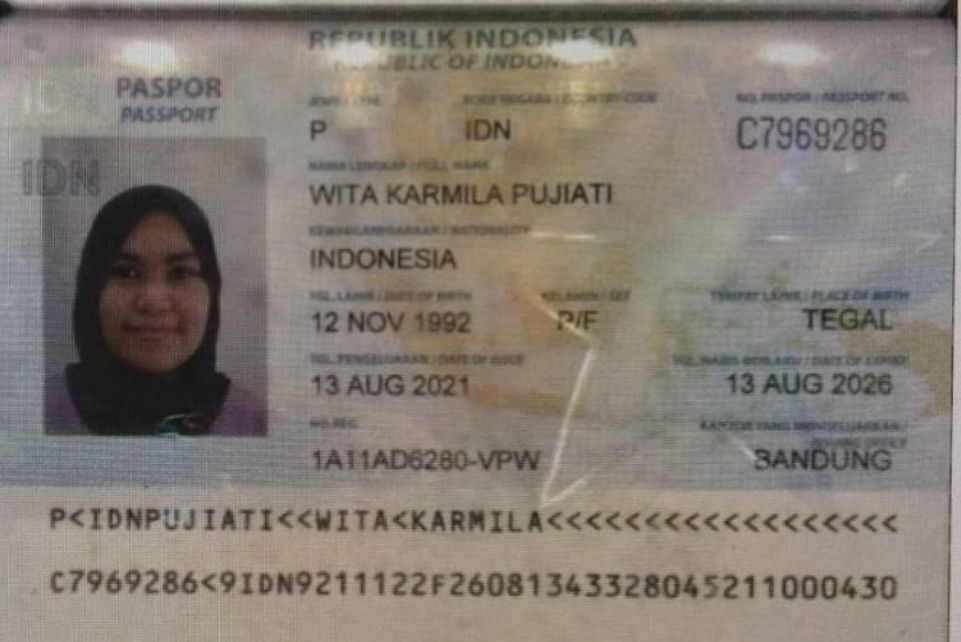 Foto paspor Wita didapat dari pihak bandara Soekarno Hatta, Wita dikabarkan menuju Turki