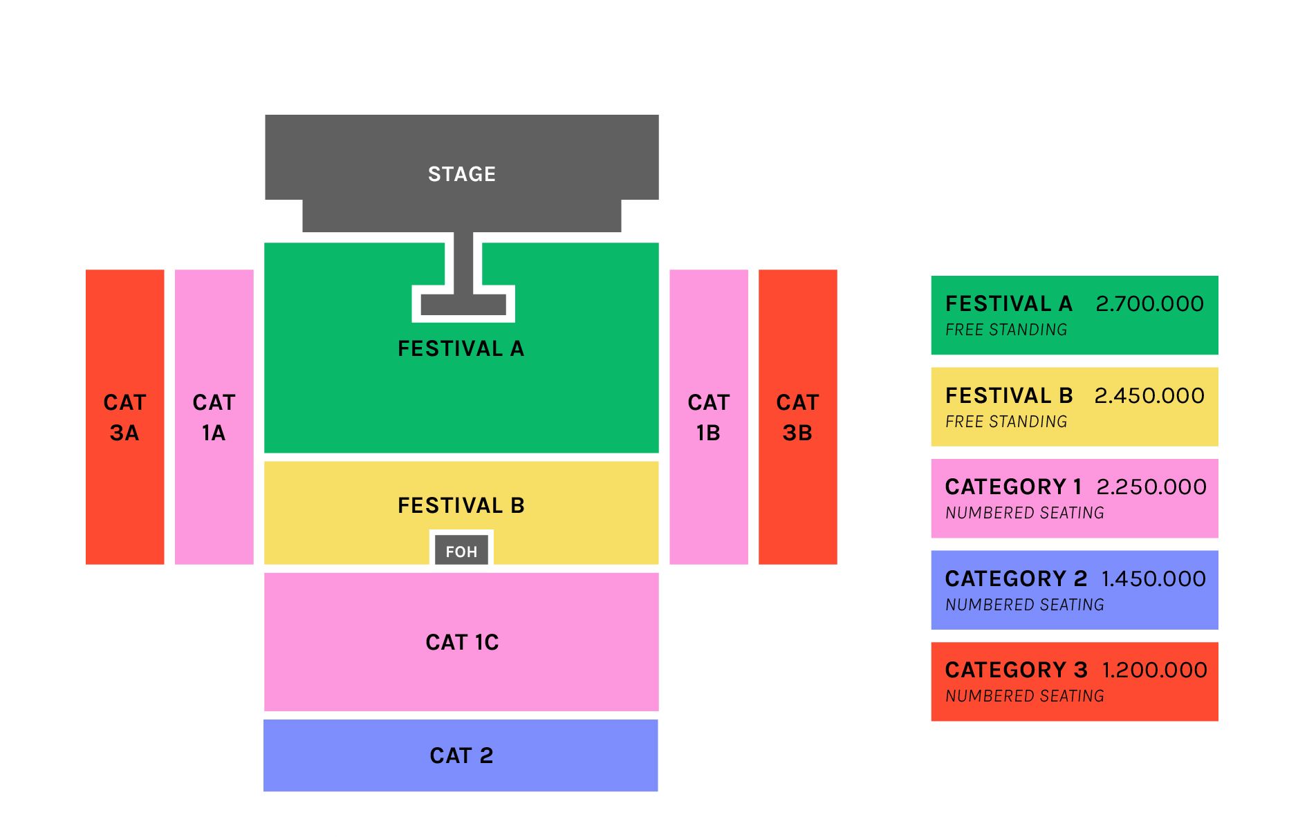 Denah venue konser ONE OK ROCK di Jakarta