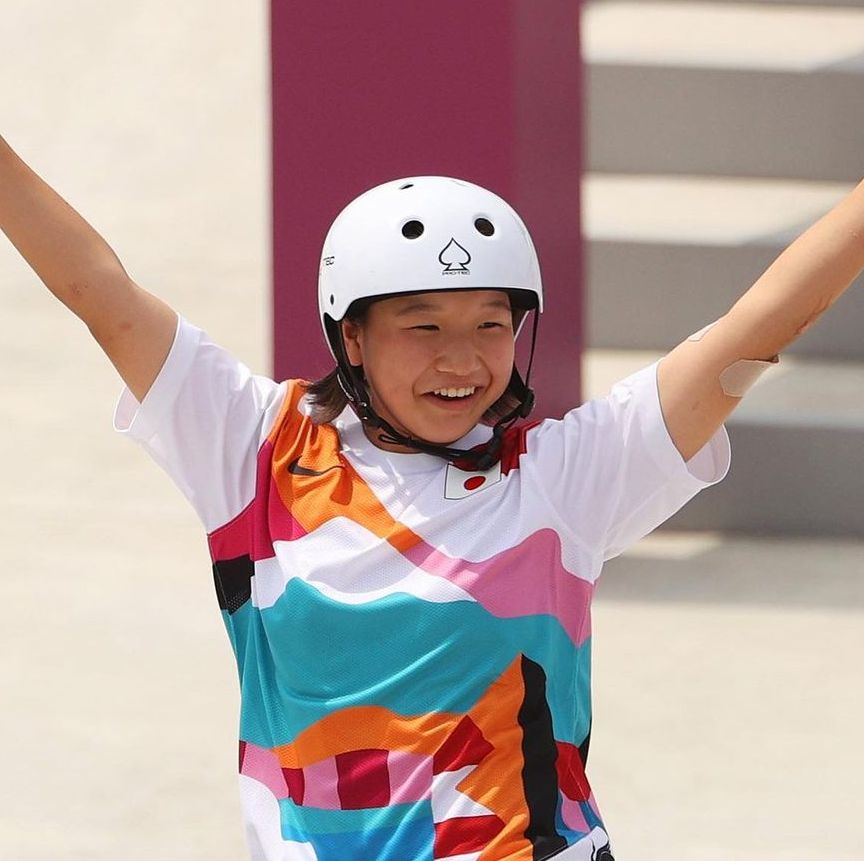 Momiji Nishiya (Jepang) baru saja menjadi salah satu peraih medali emas di Olimpiade Tokyo 2020