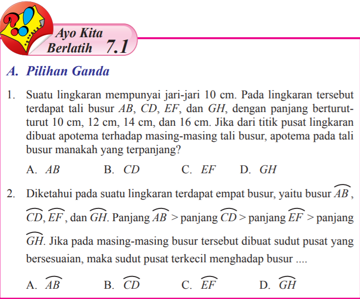 Kunci Jawaban Matematika Kelas 8 SMP Ayo Kita Berlatih 7.1 Lingkaran ...