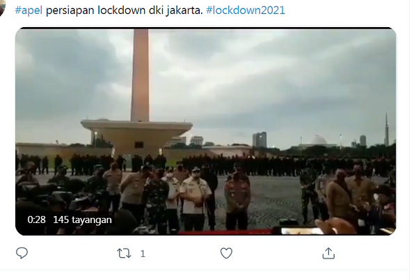 Video yang diklaim sebagai video apel persiapan lockdown DKI Jakarta.