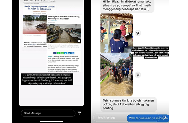 Percakapan netizen di media sosial yang salah fokus pada kotak oranye bantuan Shopee untuk korban banjir di Subang dan Karawang.