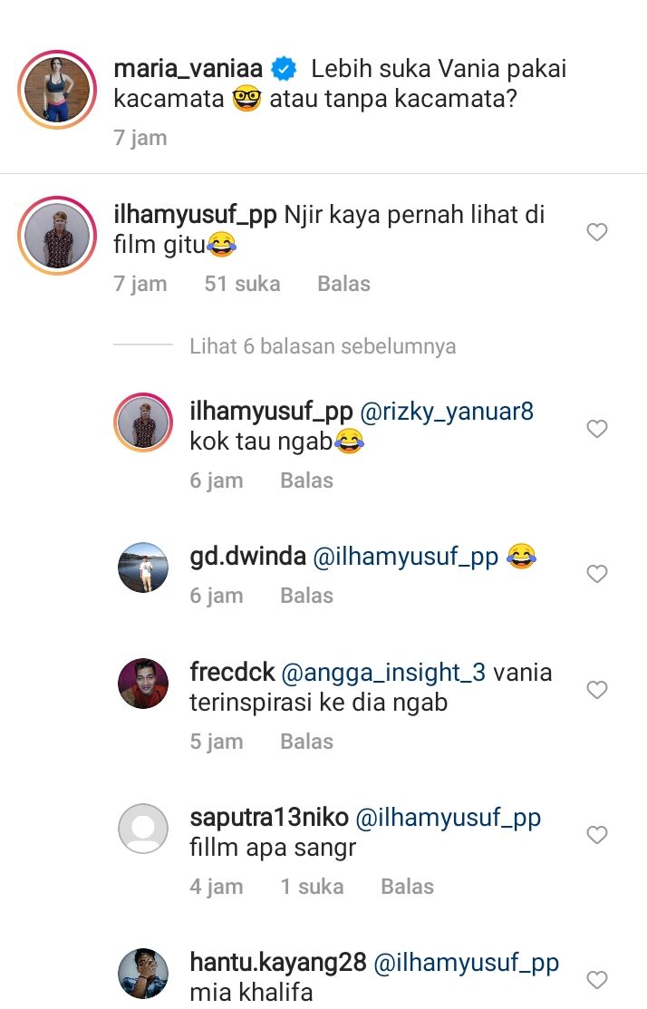 Komentar netizen di unggahan Maria Vania