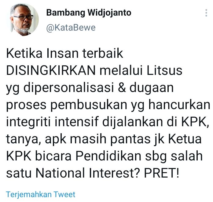 Cuitan Bambang Widjojanto.*/Twitter/@KataBewe