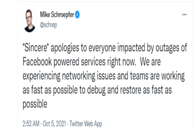Unggahan Direktur Teknologi Facebook, Micke Schroepfer.