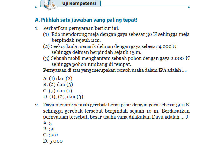 Kunci Jawaban Ipa Kelas Halaman Semester Uji Kompetensi Bab Usaha Dan Pesawat