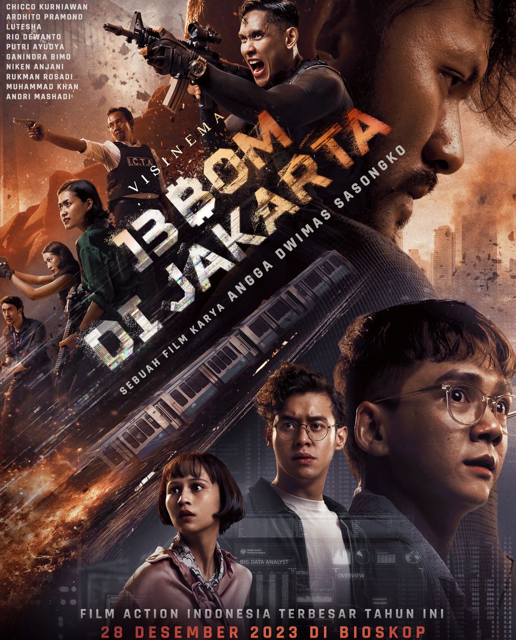 Poster Terbaru Film 13 Bom di Jakarta Tunjukkan Gerbong Kereta Meledak 