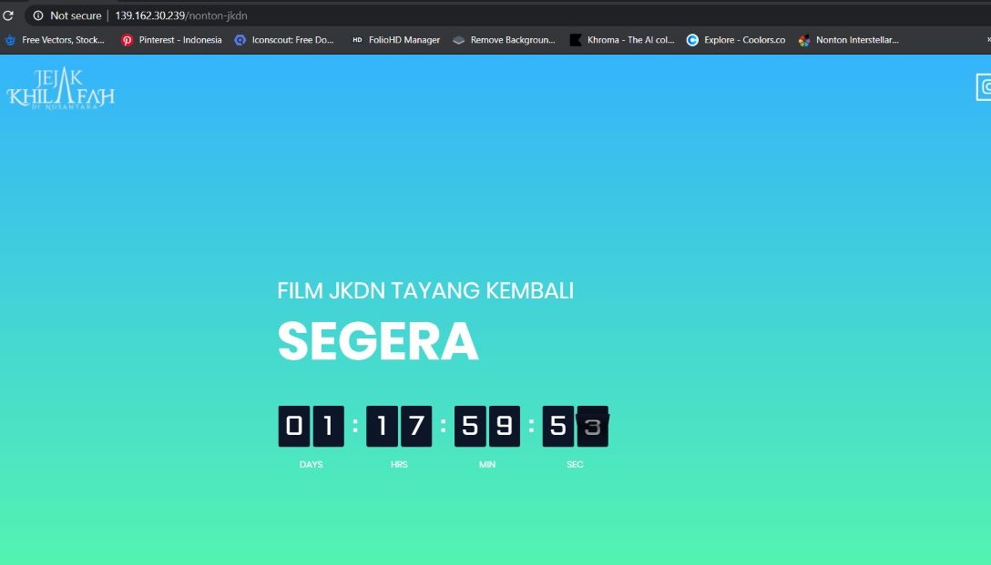 Tangkapan layar halaman jadwal penayangan ulang Film Jejak Khilafah di Nusantara. dari link yang dinggah akun Ustad Felix Siauw.