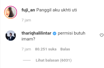 Thariq Halilintar menanggapi unggahan Instagram Fuji yang memakai hijab
