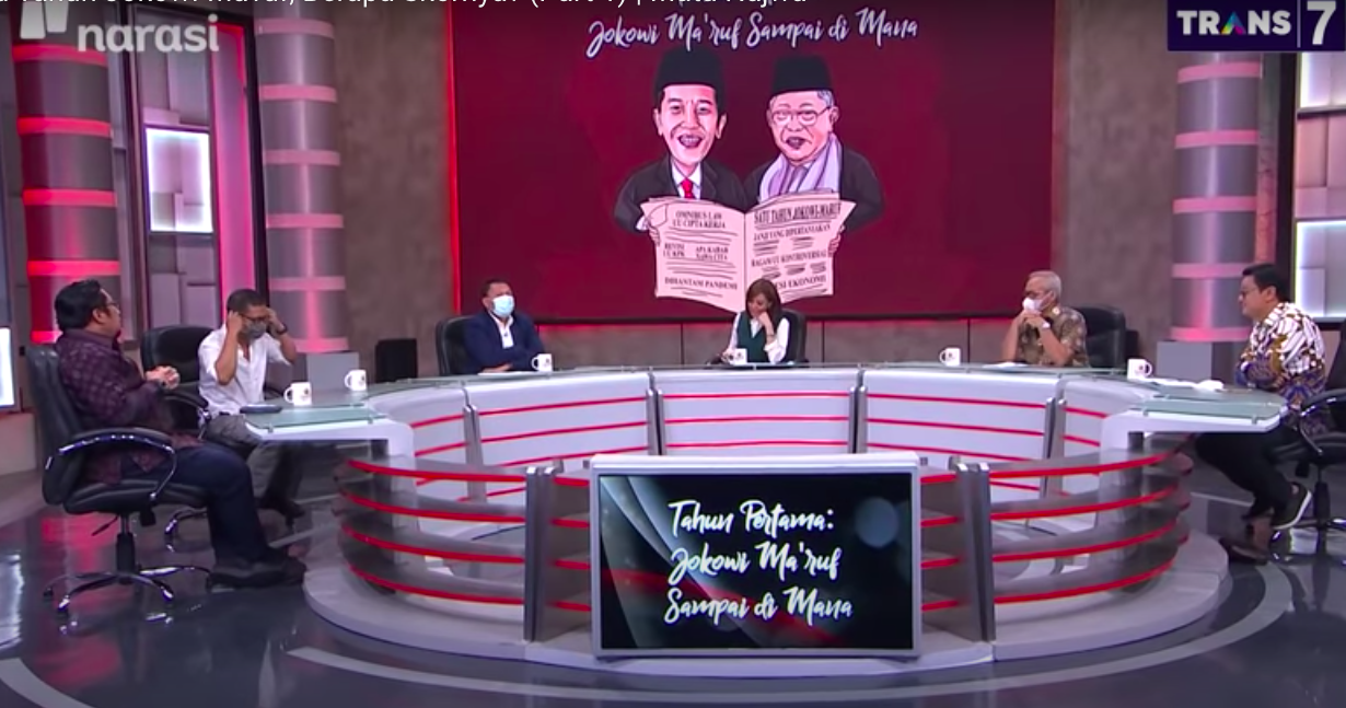 Acara Talkshow Mata Najwa episode Satu Tahun Jokowi tayang di Trans 7 dan diunggah di kanal YouTube Najwa Shihab, Kamis 22 Oktober 2020.