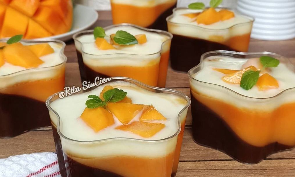 Puding mangga coklat buat ide jualan takjil