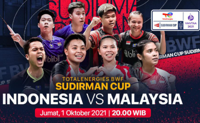 Live streaming piala sudirman 2021 indonesia vs malaysia