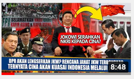 Thumbnail video yang mengatakan DPR akan lengserkan Presiden Jokowi karena China akan kuasai Indonesia