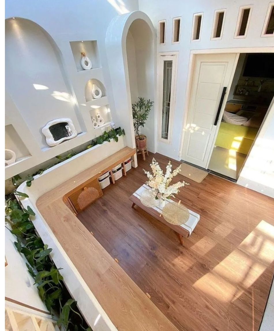 Ruangan rumah minimalis menggunakan bahan kayu