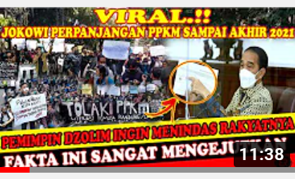 Thumbnail video yang mengatakan bahwa Presiden Jokowi perpanjang PPKM hingga akhir tahun 2021