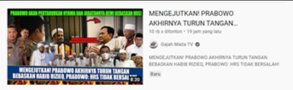 [HOAX] Prabowo Akhirnya Turun Tangan Bebaskan Habib Rizieq dari Penjara: HRS Tidak Bersalah