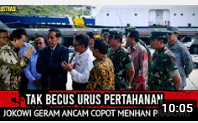Thumbnail video yang mengatakan bahwa Presiden Jokowi ancam pecat Menhan Prabowo Subianto