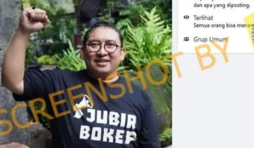 Tangkapan layar, postingan yang mengklaim Fadli Zon mengenakan baju bertuliskan "Jubir Bokep".