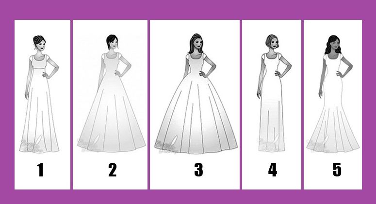Ilustrasi gaun pengantin untuk tes kepribadian.