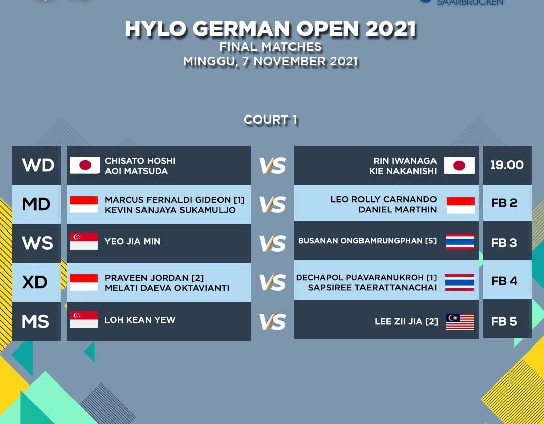 Jadwal Siaran Langsung Final Hylo Open 2021 Hari Ini Indonesia Main Jam Berapa? Link Live Streaming TVRI