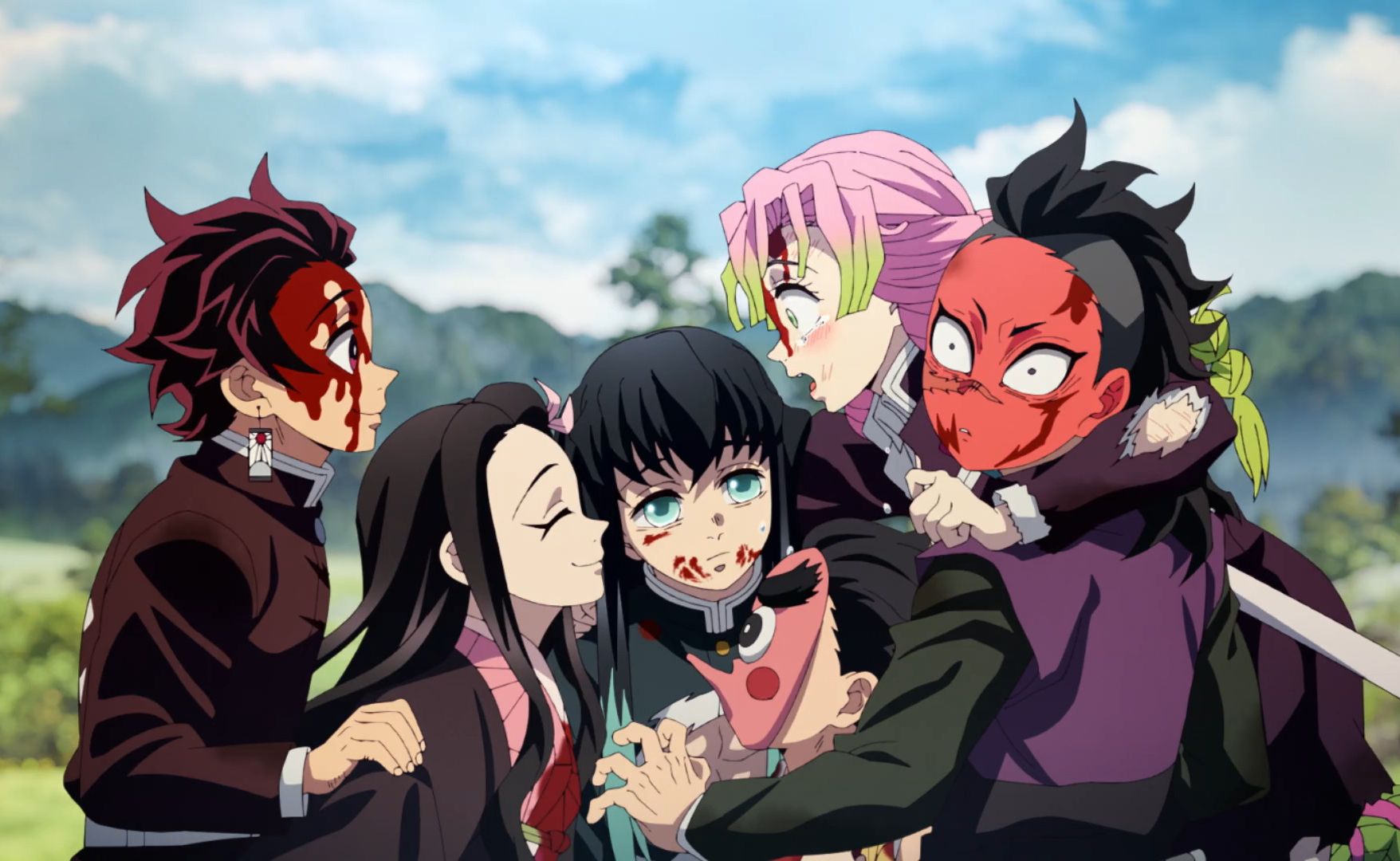 Tanjiro dan kawan-kawan di akhir episode anime Demon Slayer Kimetsu no Yaiba Season 3 Swordsmith Village Arc.