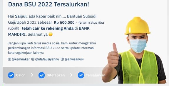 Simak penjelasan mengenai cara cek nama penerima BSU 2022 tahap 2 di bsu.kemnaker.go.id untuk dapat bantuan tunai Rp600.000.