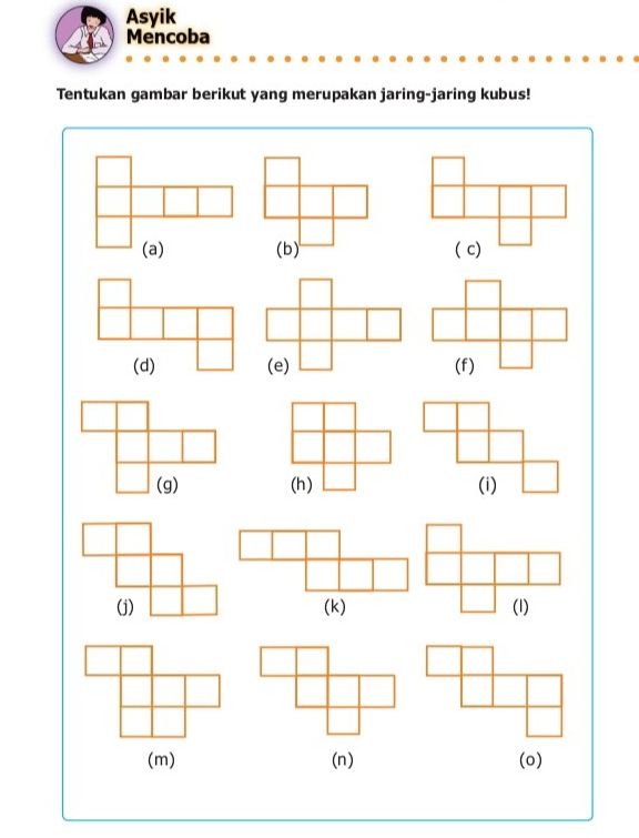 Kunci Jawaban Matematika Kelas 5 SD Halaman 191 untuk Menentukan Gambar yang Termasuk Jaring-Jaring Kubus