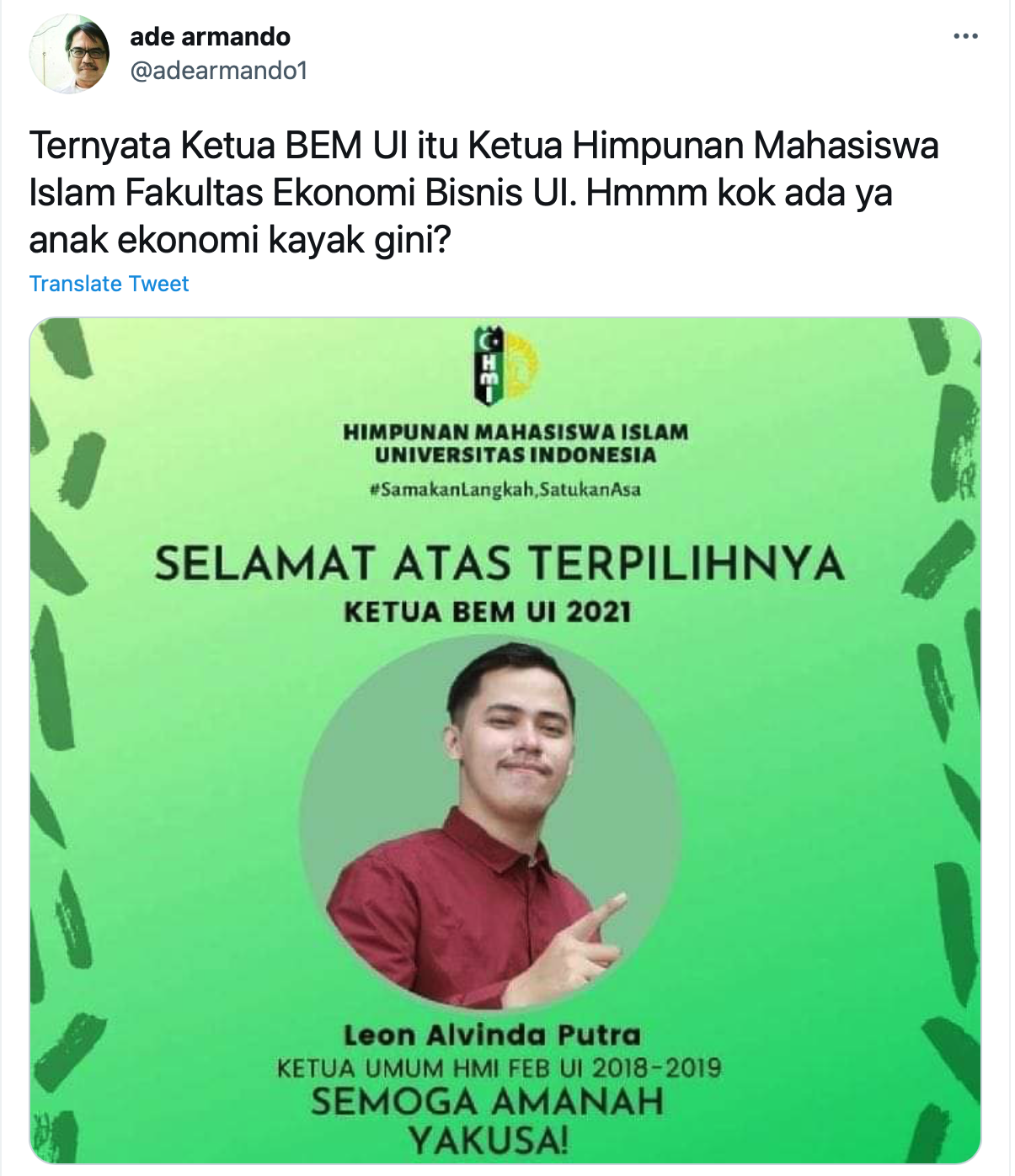 Ade Armando Hina Ketua Umum HMI Universitas Indonesia