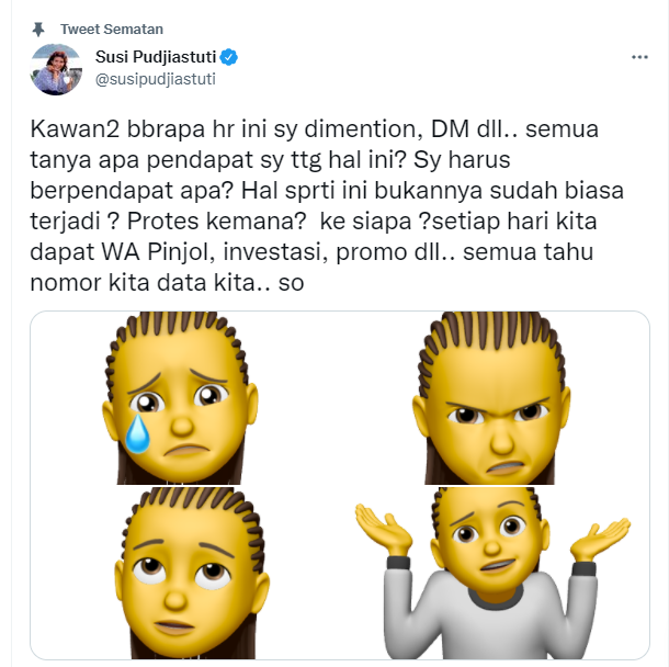 Mantan Menteri Kelautan dan Perikanan, Susi Pudjiastuti buka suara soal Suket (Surat Keterangan) KTP miliknya beredar di media sosial.